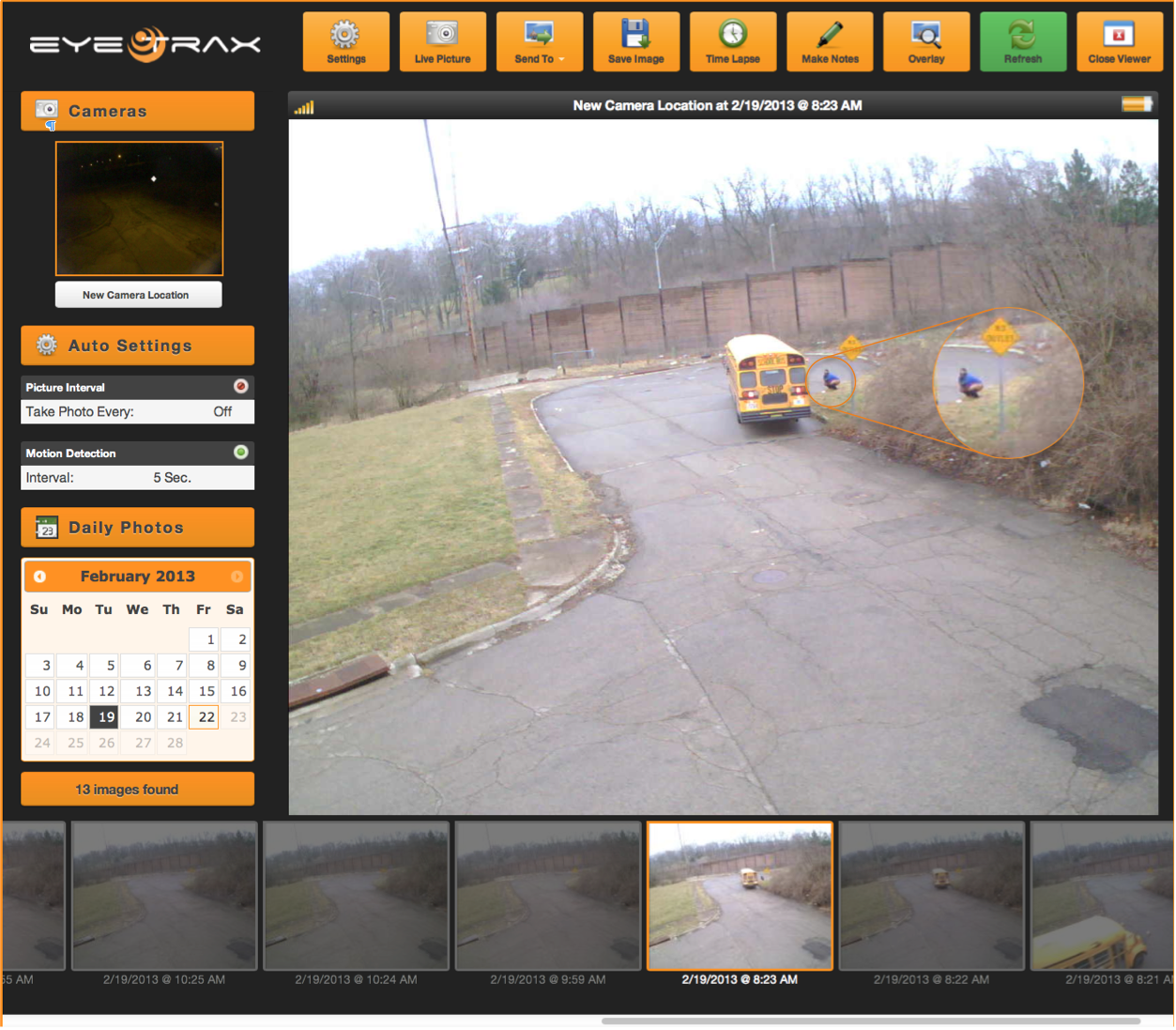 Eyetrax solar powered camera interface
